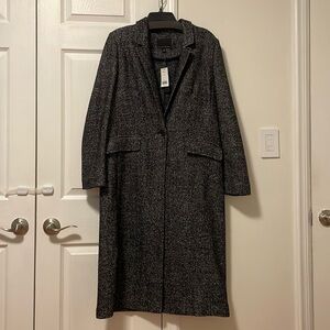 Banana Republic Gray Unlined Wool Blend Long Coat single button. Size M NEW